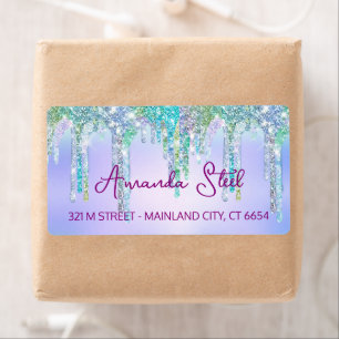 Cute Aqua Turquoise Unicorn Glitter Drips monogram