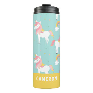 Cute Aqua Unicorns Personalised Thermal Tumbler