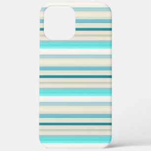 Cute aqua white stripes iPhone 12 pro max case