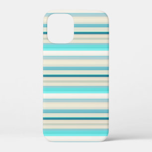Cute aqua white stripes iPhone 12 mini case