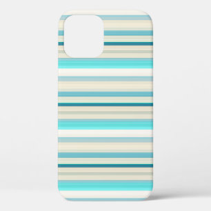 Cute aqua white stripes iPhone 12 case