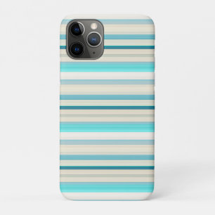 Cute aqua white stripes iPhone 11 pro case