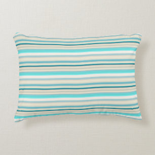 Cute aqua white stripes decorative cushion