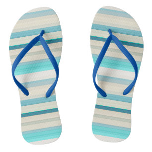 Cute aqua white stripes flip flops