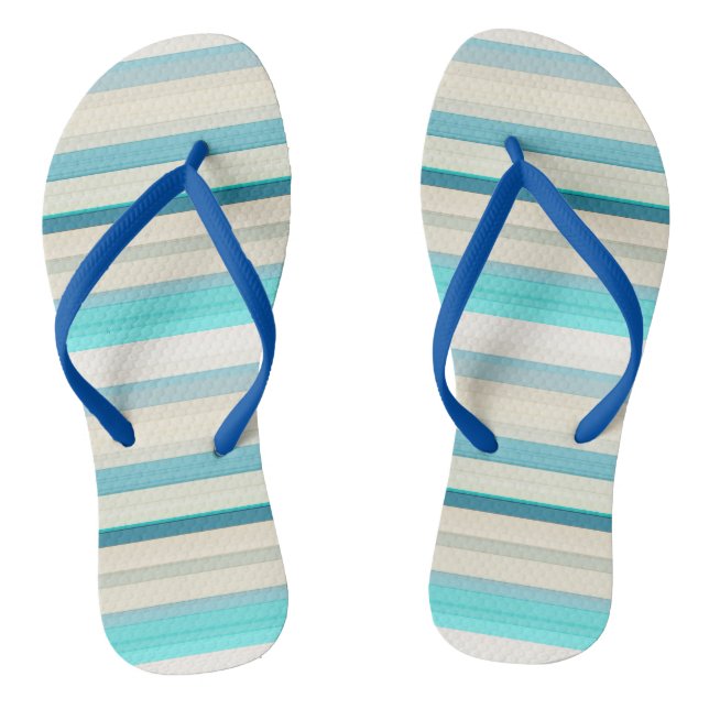 Cute aqua white stripes flip flops (Footbed)