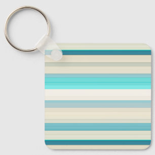 Cute aqua white stripes key ring