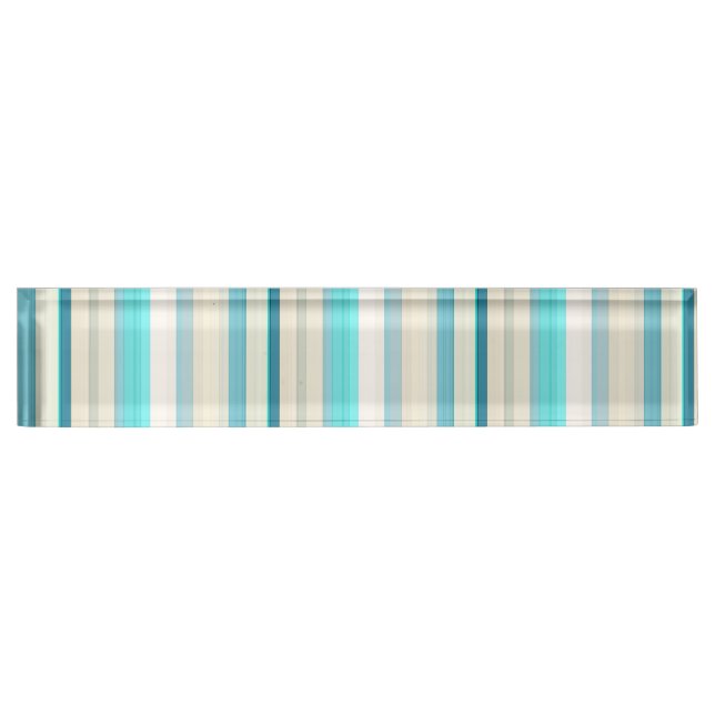 Cute aqua white stripes nameplate (Front)