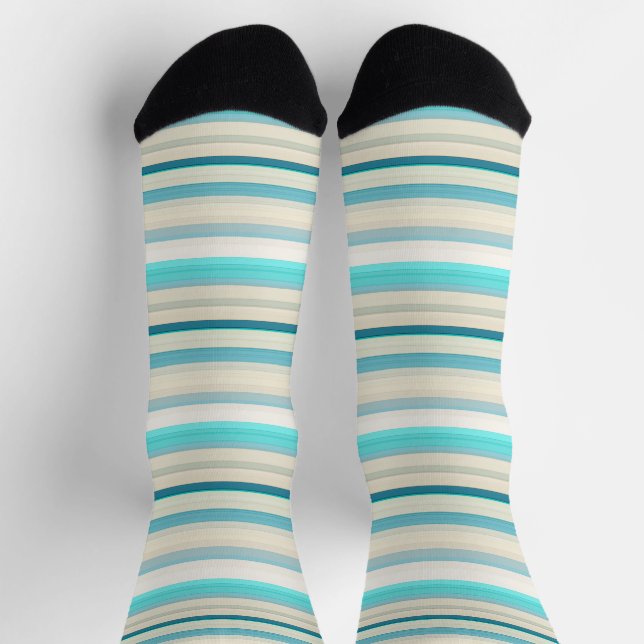 Cute aqua white stripes socks (Top)