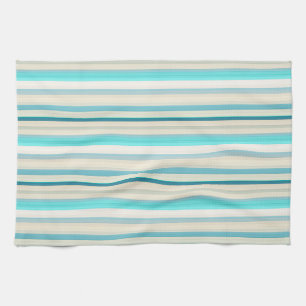 Cute aqua white stripes tea towel