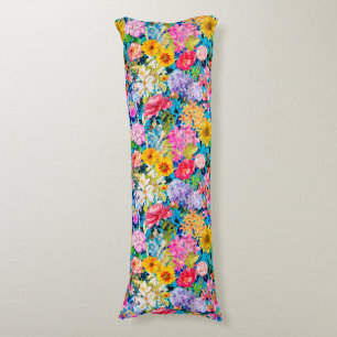Cute aqua yellow elegant Floral pattern Body Cushion