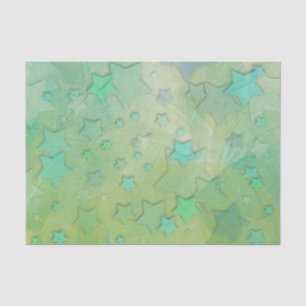 Cute Aquamarine and Green Stars Tissue Paper