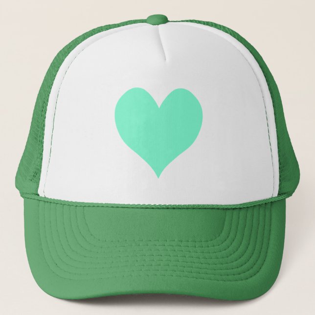 Cute Aquamarine Heart Trucker Hat (Front)