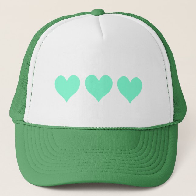 Cute Aquamarine Hearts Trucker Hat (Front)