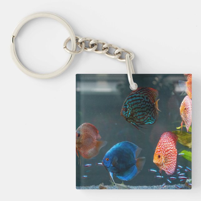 Cute Aquarium Themed Fish Tank Key Ring (Front)