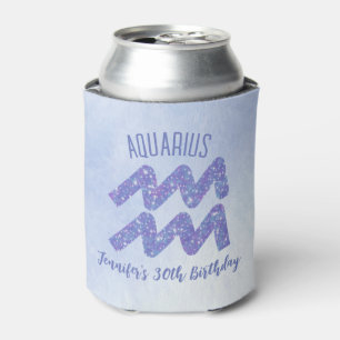 Cute Aquarius Astrology Sign Custom Birthday Can Cooler