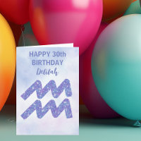 Cute Aquarius Sign Custom Purple Happy Birthday