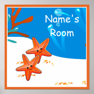 Cute Aquatic Starfish Custom Kids Room Poster