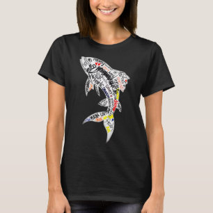 Cute Aquatic Words Art Playful Fish Silhouette Cut T-Shirt