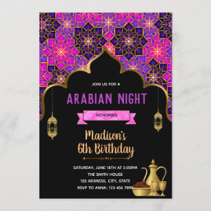 Cute Arabian Nights theme party invitation