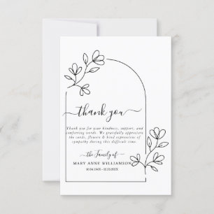 Cute Arch Text Script Funeral Thank You Card