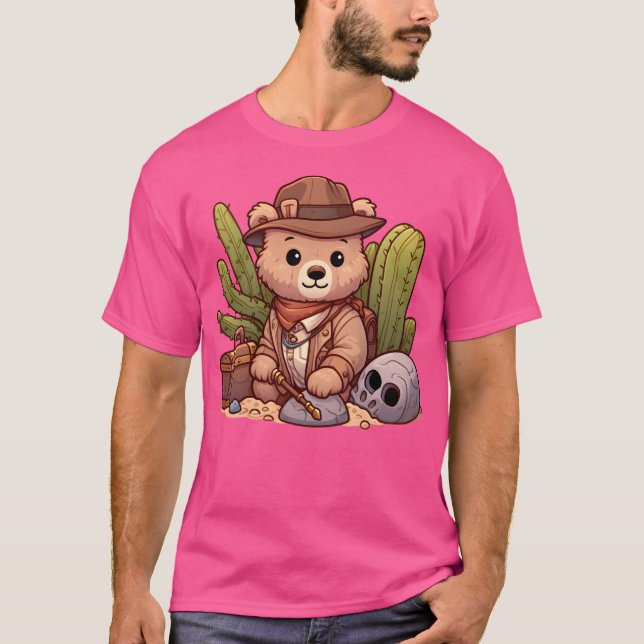 Cute Archaeologist Bear T-Shirt (Front)