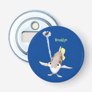 Cute Archerfish cartoon illustration  Bottle Opener