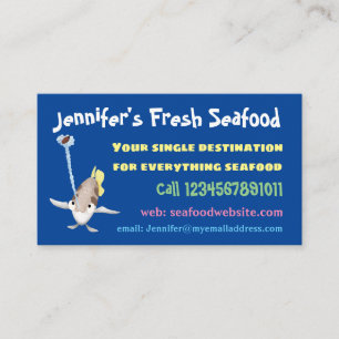 Cute Archerfish cartoon illustration Business Card