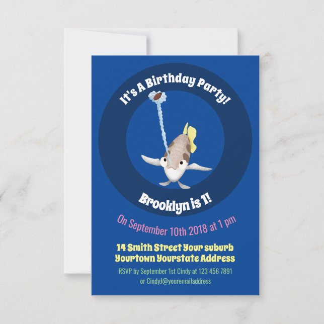 Cute Archerfish cartoon illustration Invitation (Front)