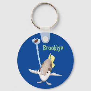 Cute Archerfish cartoon illustration Key Ring