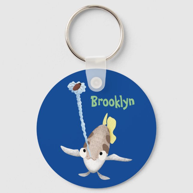 Cute Archerfish cartoon illustration Key Ring (Front)