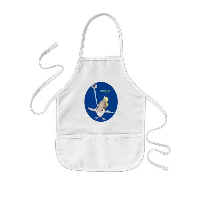 Cute Archerfish cartoon illustration Kids Apron (Front)