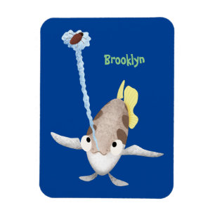 Cute Archerfish cartoon illustration Magnet