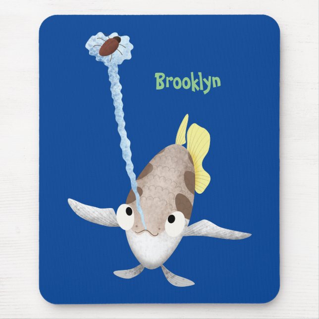 Cute Archerfish cartoon illustration Mouse Mat (Front)