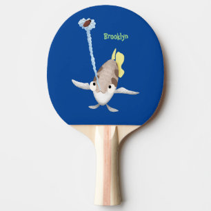 Cute Archerfish cartoon illustration Ping Pong Paddle