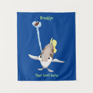 Cute Archerfish cartoon illustration Tapestry