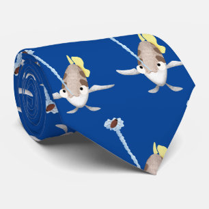 Cute Archerfish cartoon illustration Tie
