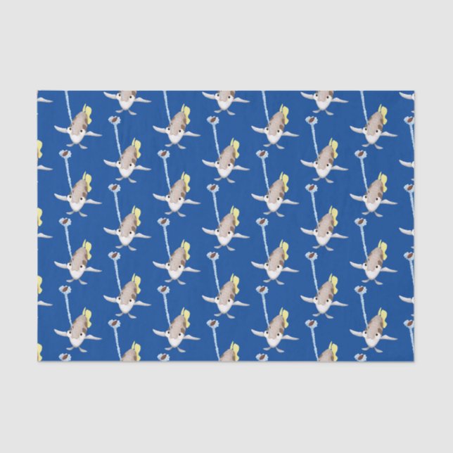 Cute Archerfish cartoon illustration  Tissue Paper (Front)