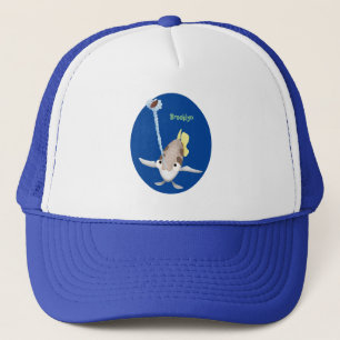 Cute Archerfish cartoon illustration  Trucker Hat