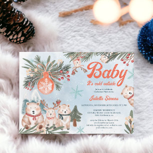 Cute Arctic Animals Winter Christmas baby shower Invitation