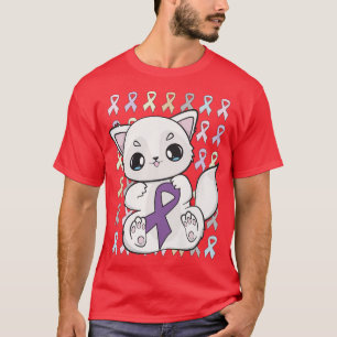 Cute Arctic Fo With Lavender Ribbon For Cancer Awa T-Shirt