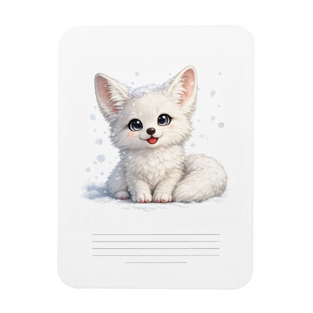 Cute Arctic Fox Cosy Positive Vibes Design Magnet (Vertical)