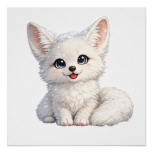 Cute Arctic Fox Cosy Positive Vibes Design Poster