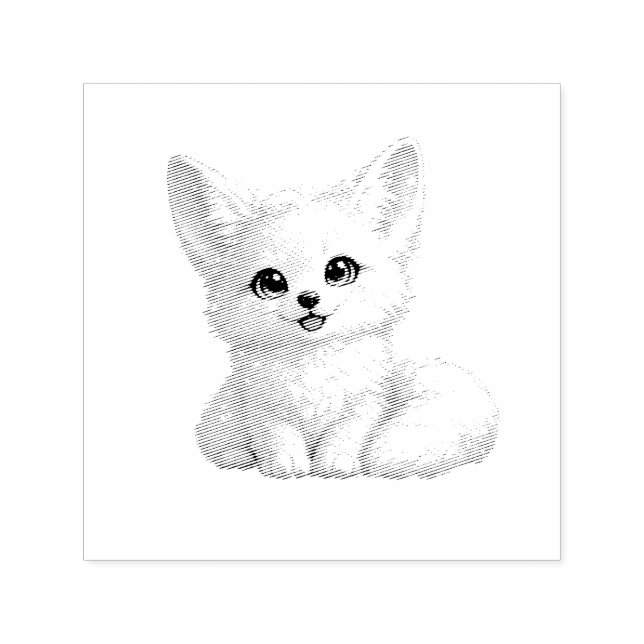 Cute Arctic Fox Cosy Positive Vibes Design Self-inking Stamp (Design)