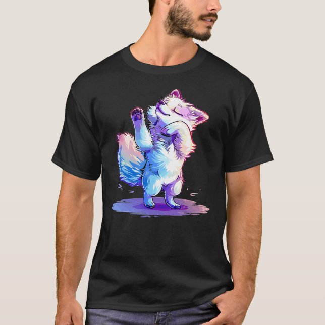 Cute Arctic Fox Dancing T-Shirt (Front)