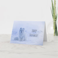 Cute Arctic Fox on Snow Happy Birthday
