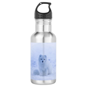Cute Arctic Fox on Snowy Winter Background 532 Ml Water Bottle