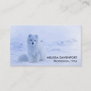 Cute Arctic Fox on Snowy Winter Background Business Card