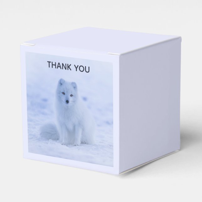 Cute Arctic Fox on Snowy Winter Background Favour Box (Front Side)