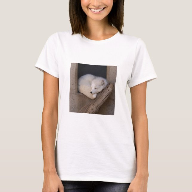 Cute Arctic Fox Sleeping T-Shirt (Front)