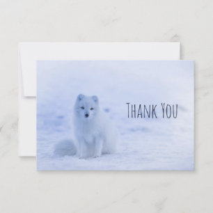 Cute Arctic Fox Snowy Winter Background Thank You